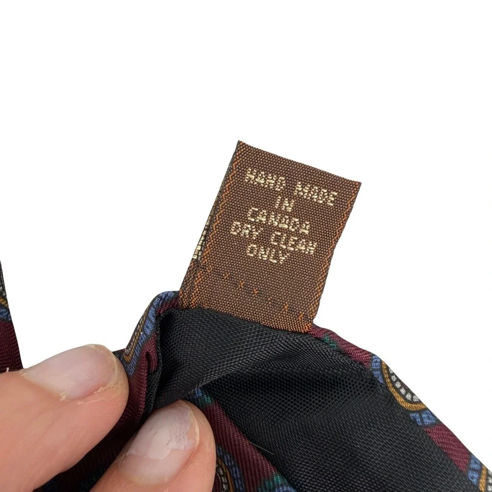 Park Lane Mens Burgundy Medallion‎ Print 100% Italian Silk Handmade Necktie Tie